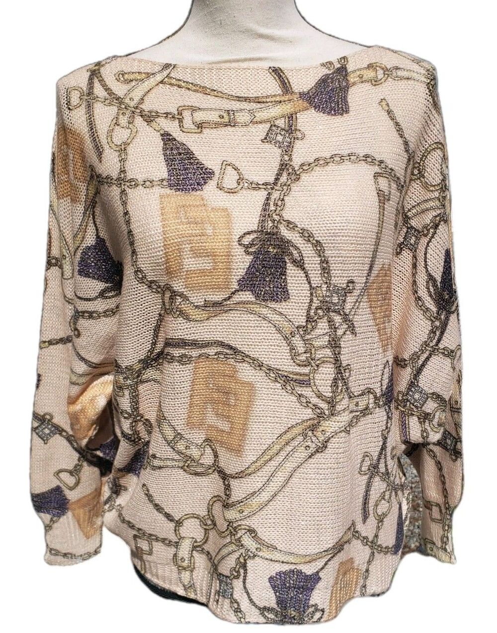 Free for Humanity Sweater Chain Link Made In Italy Dolman Sleeve Size One Size